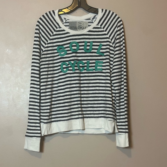 Soul Cycle Striped Logo Sweatshirt Long Sleeves Size M - Picture 1 of 3